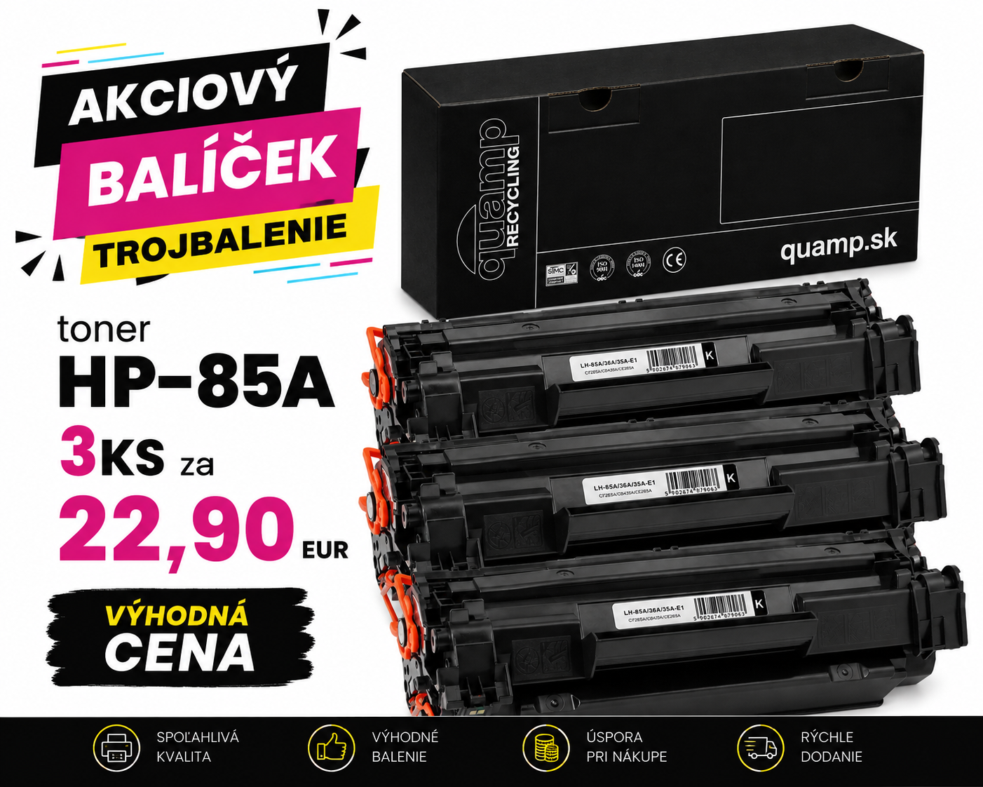 Kompatibilný laserový toner HP-85A/36A/35A | CE285A / CB436A / CB435A 2000 strán