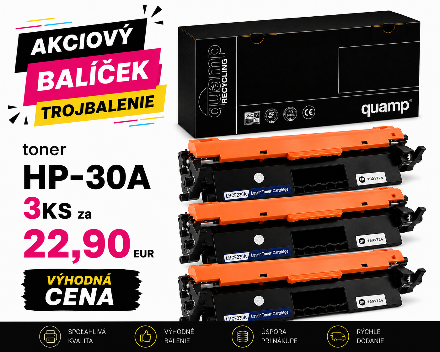 Kompatibilný laserový toner HP-30A/CRG051 | CF230A / CRG051 1000 strán