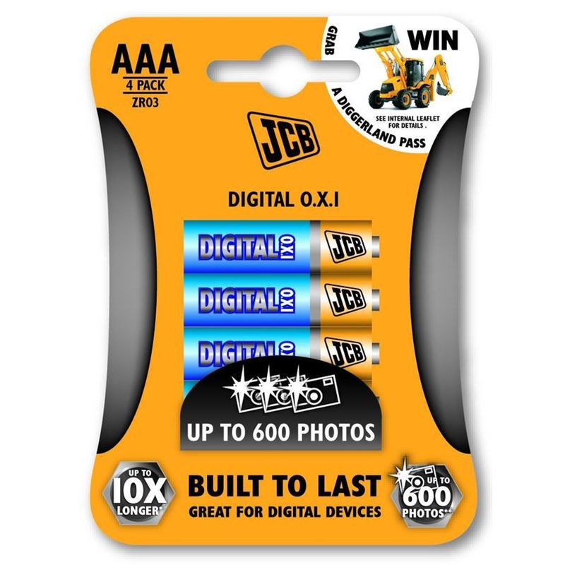 JCB OXI DIGITAL alkalická batéria LR03, blister 4 ks