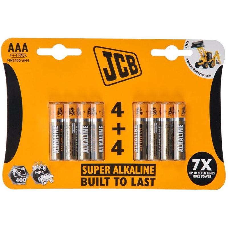 JCB SUPER alkalická batéria LR03, blister 8 ks